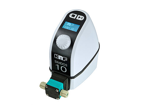 KNF diaphragm liquid dosing pumps for lab applications like the SIMDOS® 10 FEM 1.10 S are equipped with an additional diaphragm to ensure maximum safety in laboratory operations when handling hazardous media.