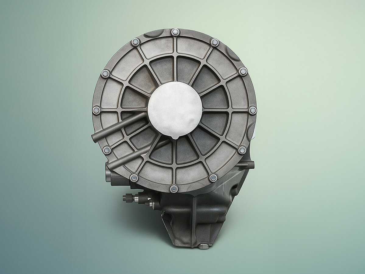 Image of a modern flywheel energy storage system containing a diaphragm vacuum pump.