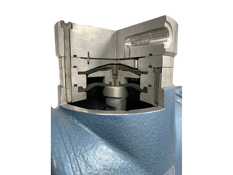 Full operational capability of the safety diaphragm is guaranteed by the advanced pump design, because it is only used if the working diaphragm cracks or ruptures, which is extremely rare.