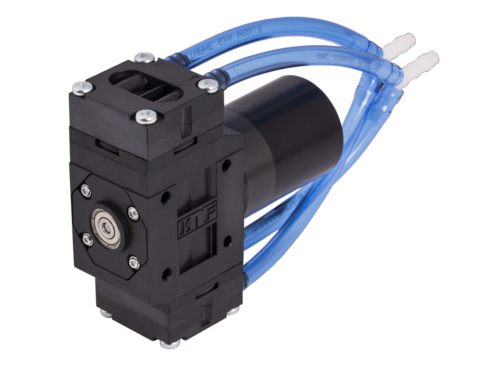 An example of a reliable pressure-over-liquid transfer solution is the double-headed NMP 830.1.2 HP micro gas pump from KNF.